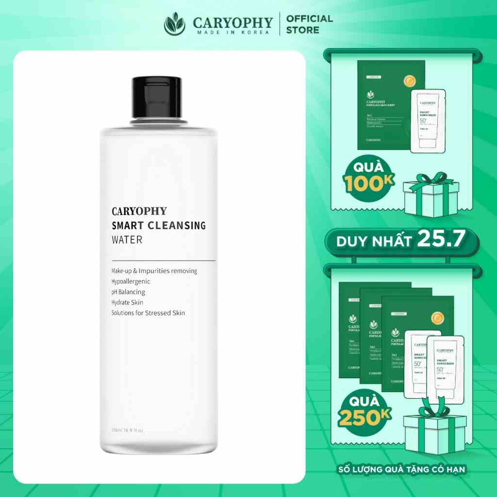 Nước tẩy trang cho da mụn nhạy cảm Caryophy Smart Cleansing Water 500ml