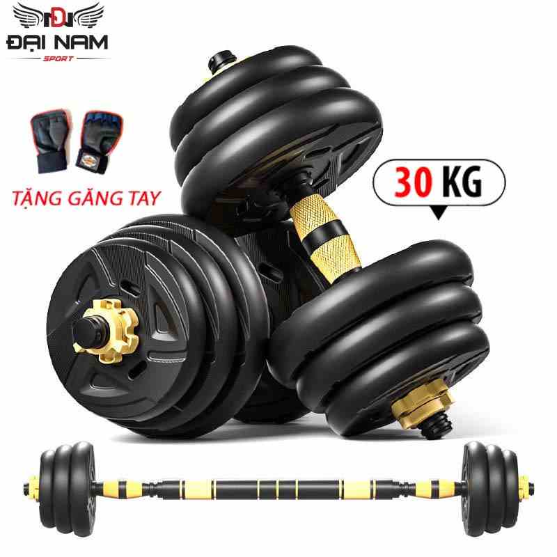 [FREE SHIP] Bộ Tạ Tập Tay 30kg Điều Chỉnh Lắp Ghế Thế Hệ Mới 2023 Đại Nam Sport + Kèm Găng Tay Tập Tạ