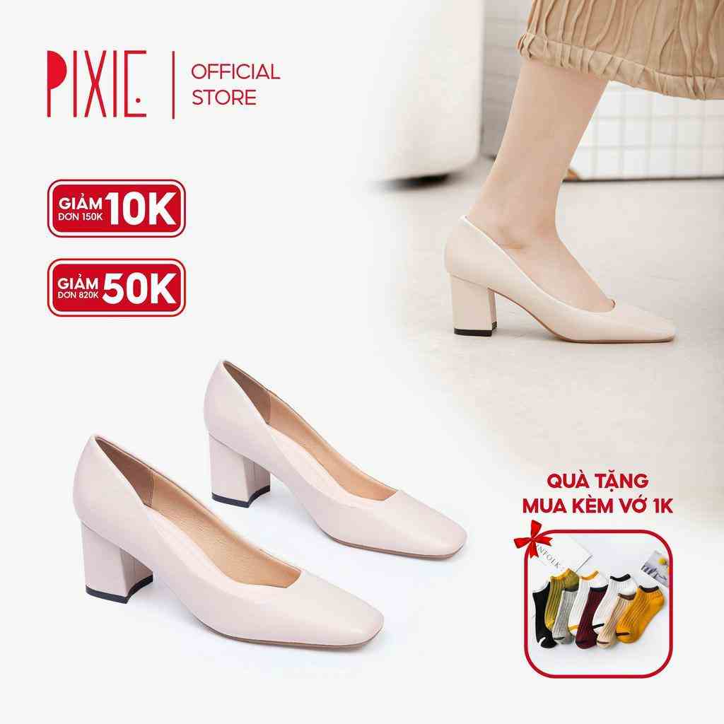 Giày Cao Gót 5cm Mũi Vuông Pixie X558