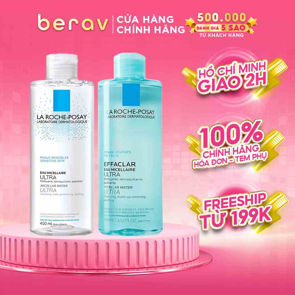 Nước tẩy trang La Roche-Posay Micellar Water cho da nhạy cảm, da dầu 400ml/50ml