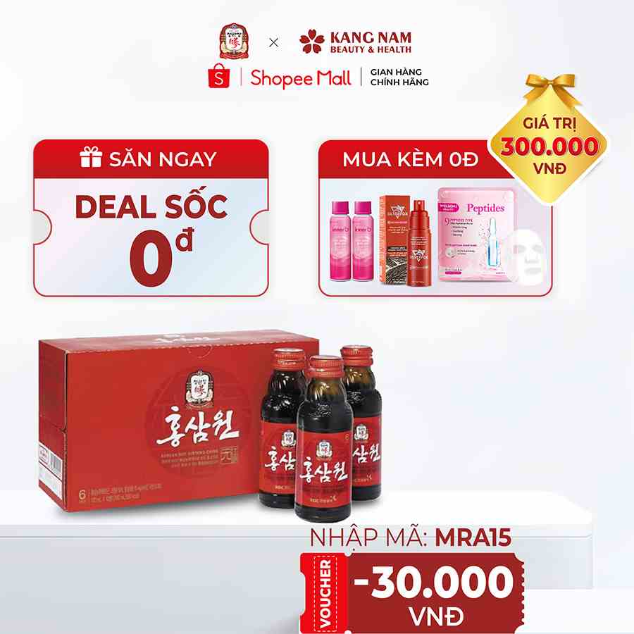 Nước Tăng Lực Hồng Sâm KGC Cheong Kwan Jang Won 10 chai x 100ml