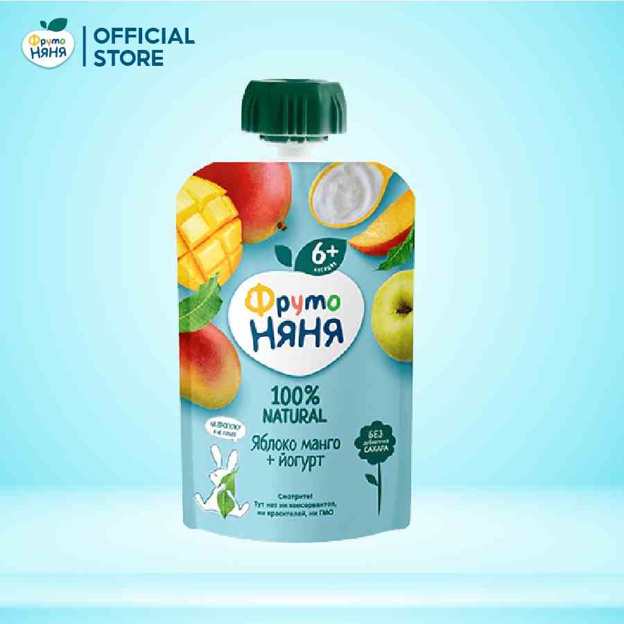 Trái cây nghiền vị táo, xoài cùng sữa chua Fruto Nyanya 90g