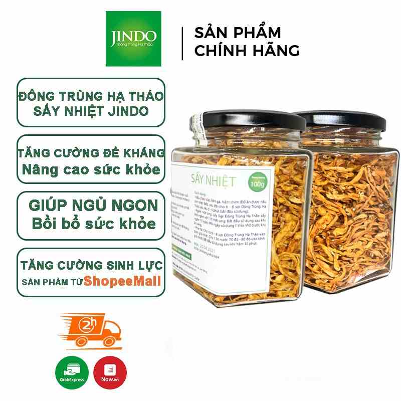 [Mã BMTTC60K giảm đến 60K đơn 50K] Đông trùng hạ thảo 100g sấy nhiệt thượng hạng chính hãng JINDO