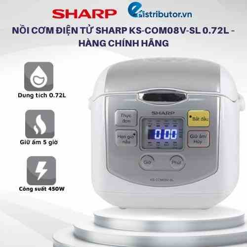 Nồi Cơm Điện Tử Sharp KS-COM08V-SL 0.72L – Hàng Chính Hãng