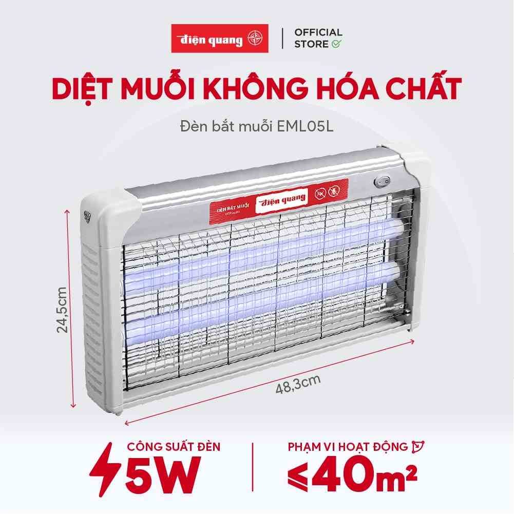 Đèn bắt muỗi Điện Quang ĐQ EML05L - Bắt và diệt muỗi, côn trùng nhỏ tự động, phạm vi tối đa 40m² - BH 12 tháng