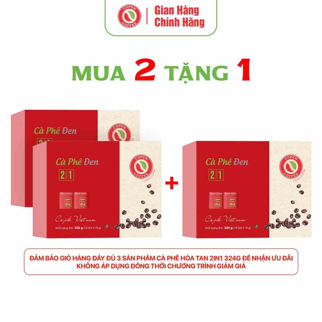 [Mã BMLTA35 giảm đến 35K đơn 99K] Hộp Cà phê hòa tan Copen Coffee - Cà phê đen 2 trong 1 Hộp 324g (18 gói/hộp)