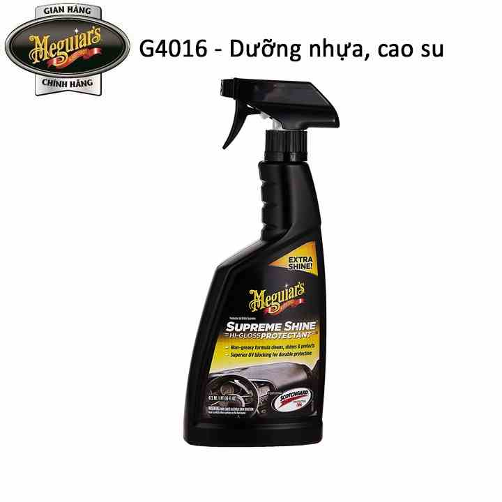 Meguiars Dưỡng đen nhựa, cao su nội thất - độ bóng cao - Supreme Shine Protectant - G4016, 473 ml