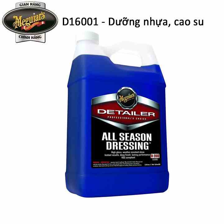 Meguiars Dung dịch dưỡng đen nhựa, cao su - All Season Dressing, D16001, 3,78 L