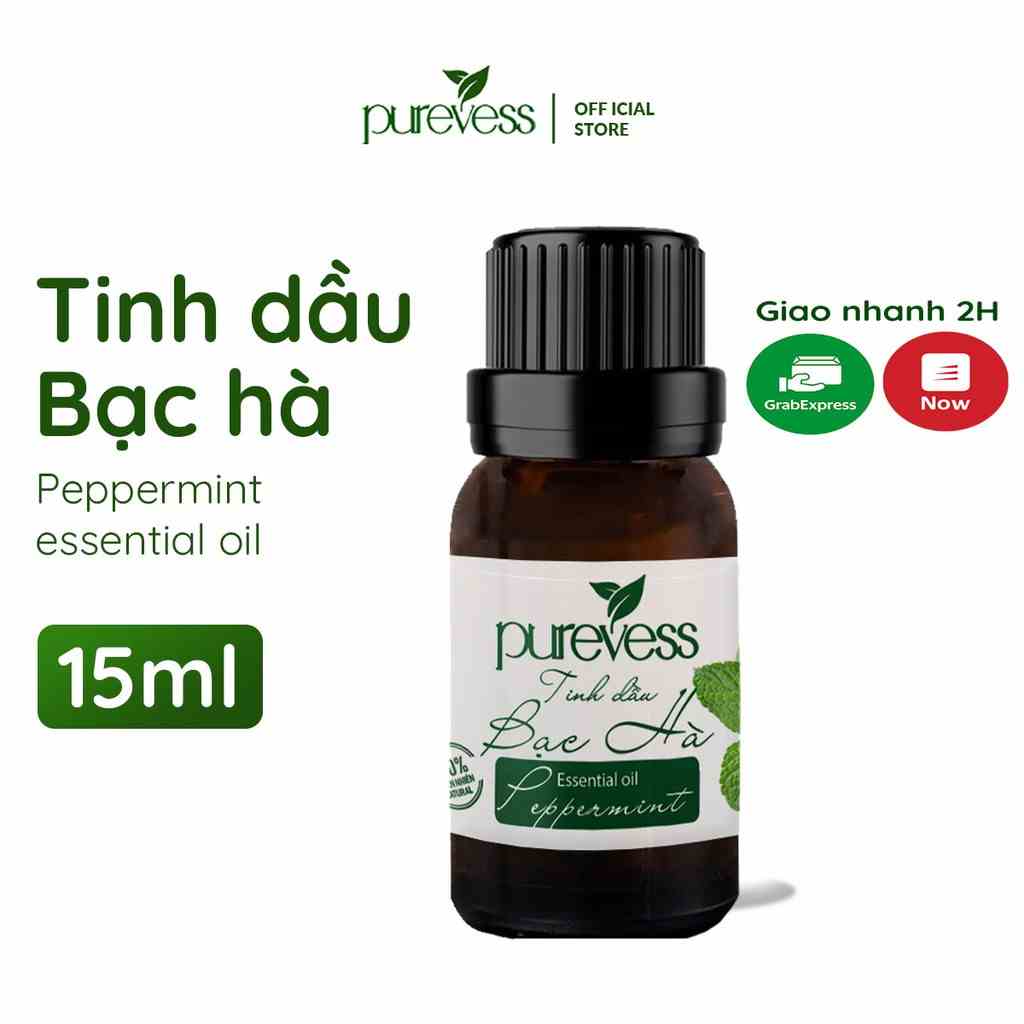 Tinh dầu Bạc Hà Purevess, thiên nhiên nguyên chất, giúp thư giãn và đuổi muỗi. 15ml