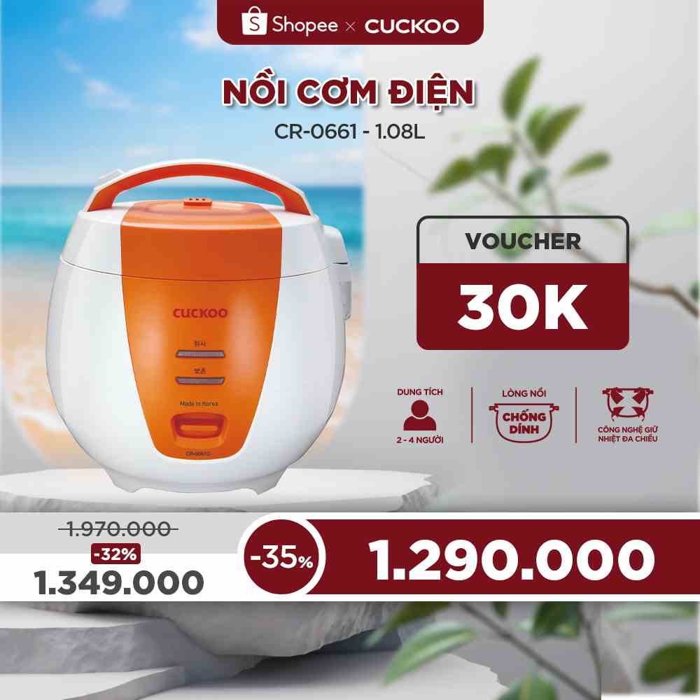 [Mã ELHACE01 giảm 12% đơn 300K] Nồi Cơm Điện CUCKOO 1,08 lít CR-0661O - HÀNG CHÍNH HÃNG MÀU CAM