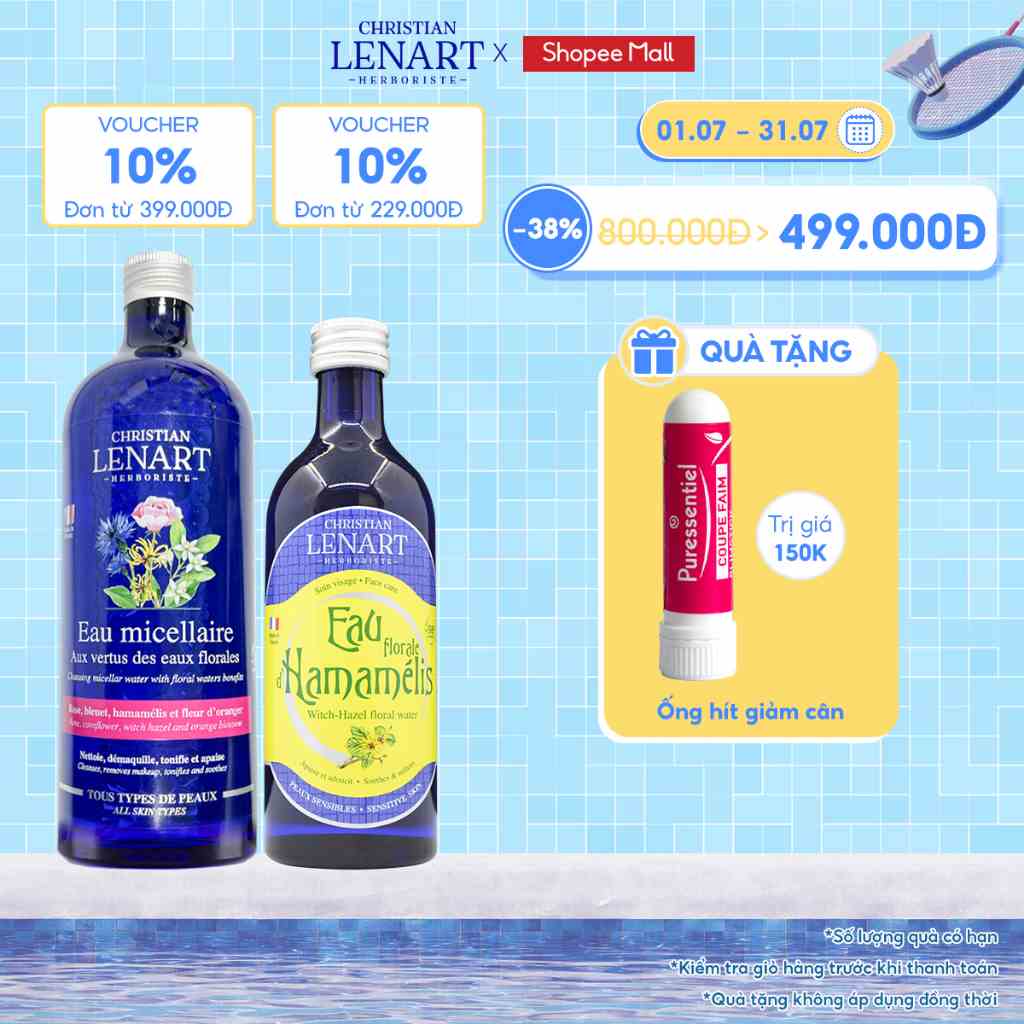 Combo Nước Tẩy Trang Micellar Dưỡng Da 4in1 500ml Và Nước Cân Bằng Da 200ml Christian Lenart