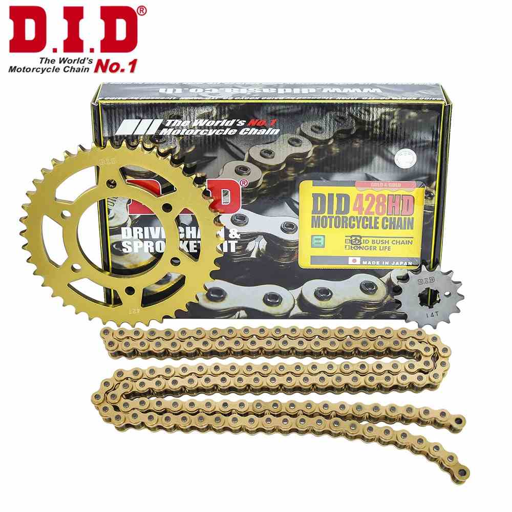 Nhông sên dĩa DID xe Exciter 150 dĩa vàng sên vàng Nhật 428HD (sên 10 ly) - Chain Made in Japan