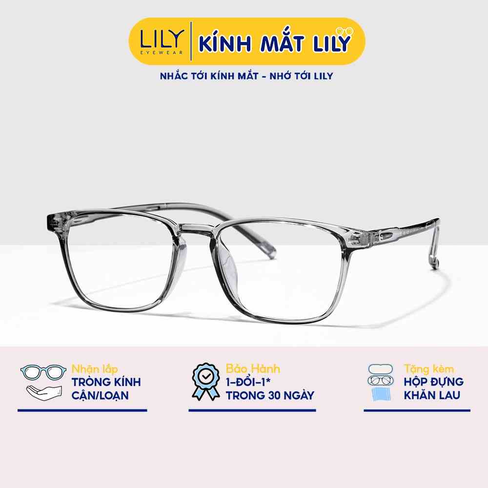 Gọng kính cận vuông nam nữ Lilyeyewear chất liệu nhựa dẻo phụ kiện thời trang 22313