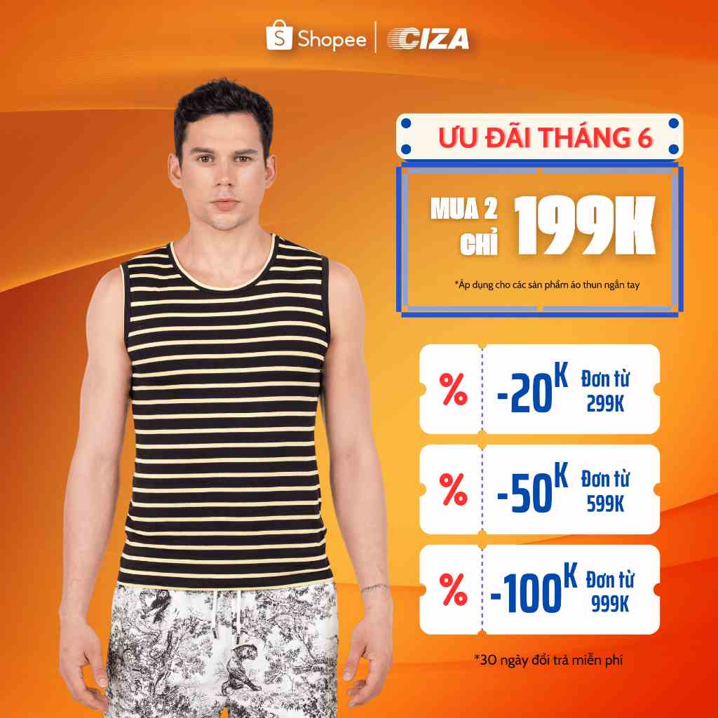 Áo ba lỗ nam tập gym thể thao sát nách cotton mềm co giãn 4 chiều thấm hút mồ hôi CIZA ATKS02