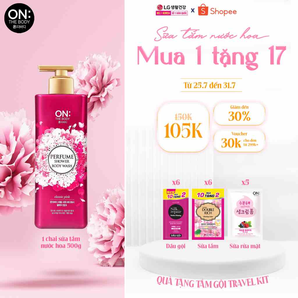 Sữa tắm dưỡng ẩm hương nước hoa On: The Body Perfume Classic Pink 500g