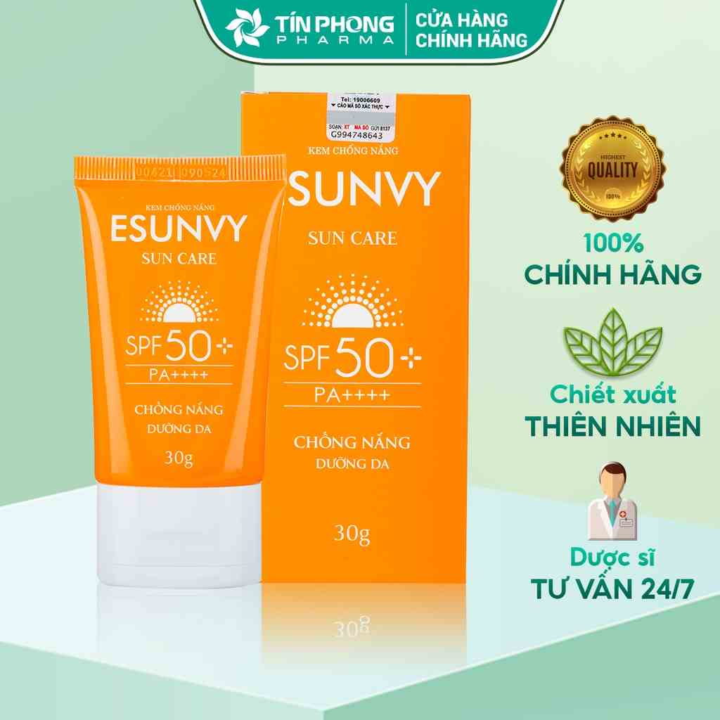 Kem Chống Nắng Nâng Tone, Kiềm Dầu, Không Thấm Nước ESUNVY SUN CARE SPF50+/PA++++  Cho Da Nhạy Cảm Tuýp 30g TMP019