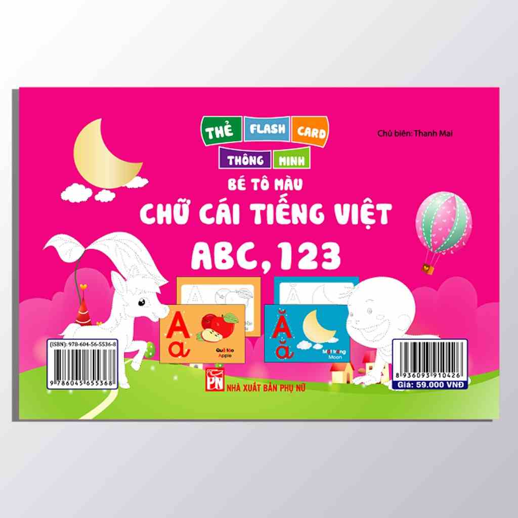 Thẻ Flash thông minh bé tô màu chữ cái tiếng việt ABC,123