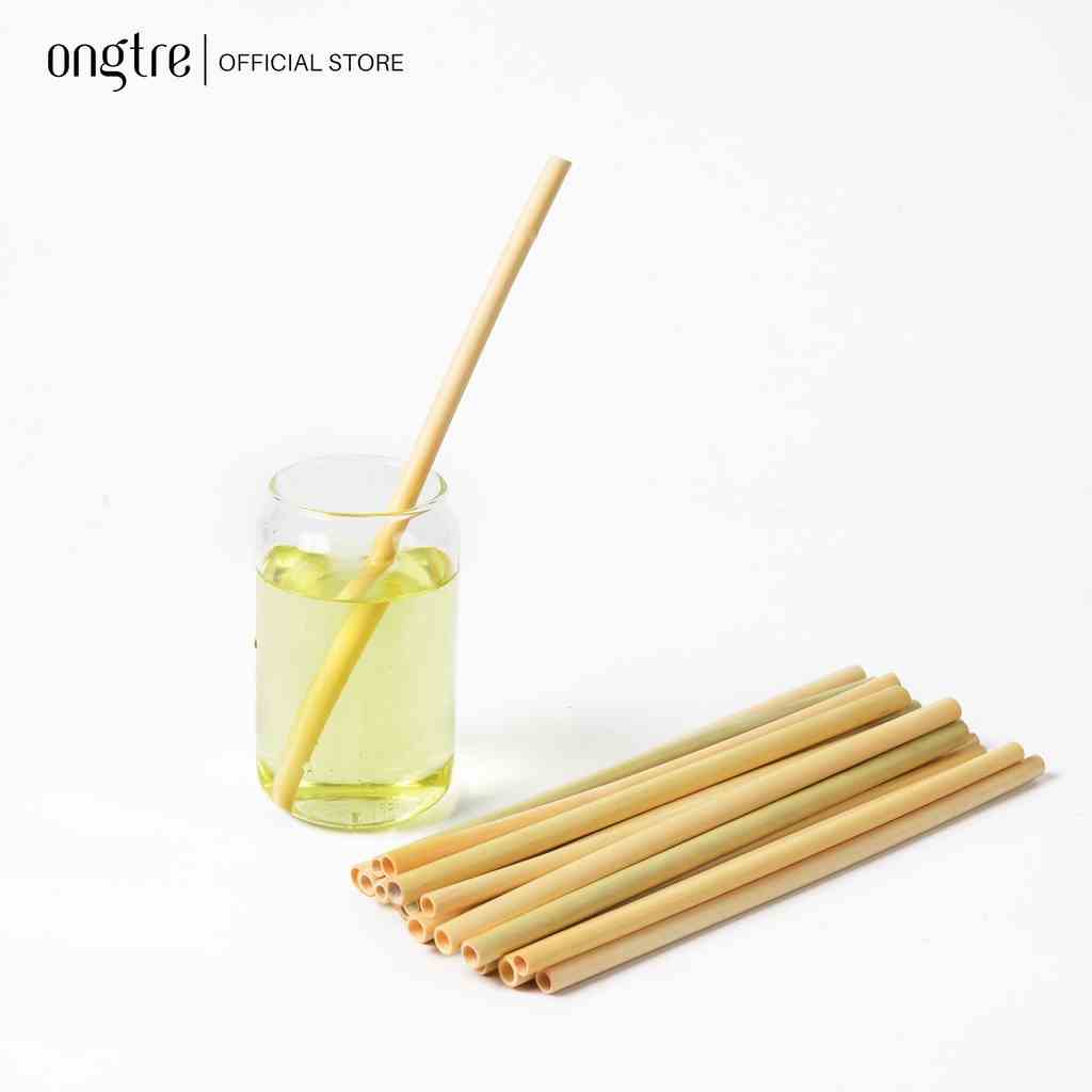 Bộ 10 ống hút tre ONGTRE / Dài 25cm, đường kính 6-8mm, dùng nhiều lần