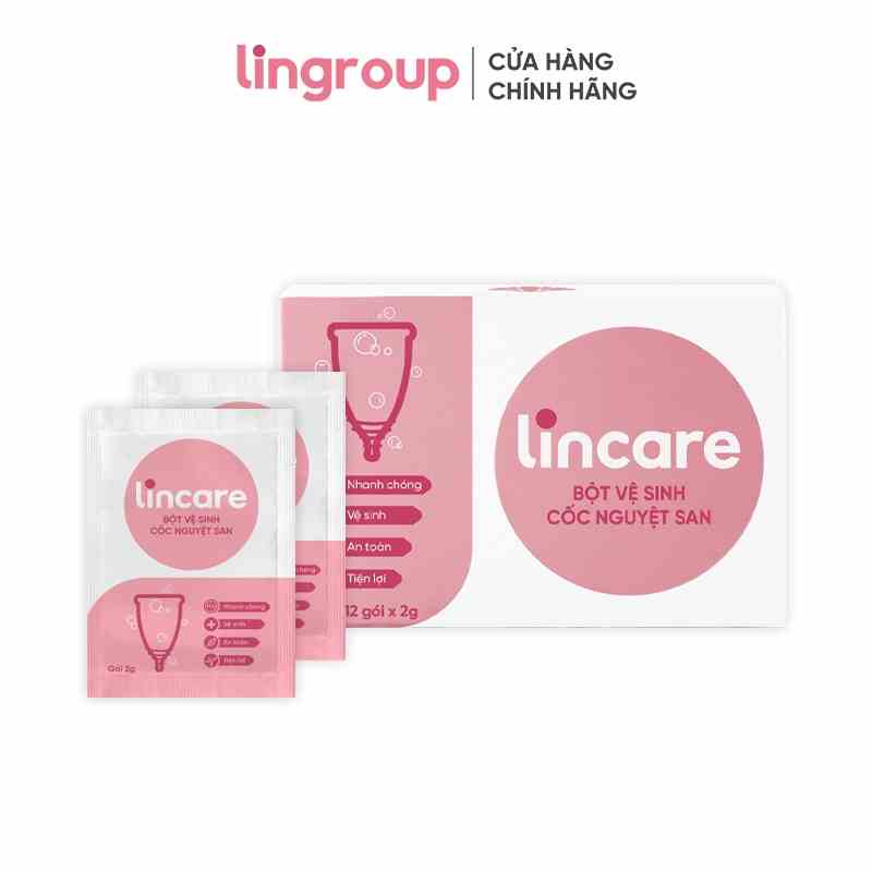 Bột tiệt trùng cốc nguyệt san Lincare (Hộp 12 gói x 2g)