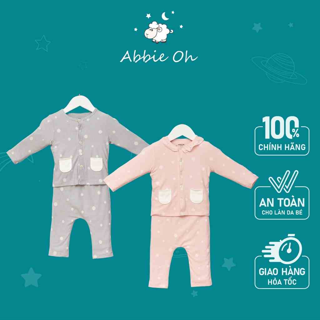 [Mã BMLTB200 giảm đến 100K đơn 499K] Bộ Quần Áo Dài Tay ABBIE OH Cotton Chấm Bi Cho Bé (0 24M) BD147 AW