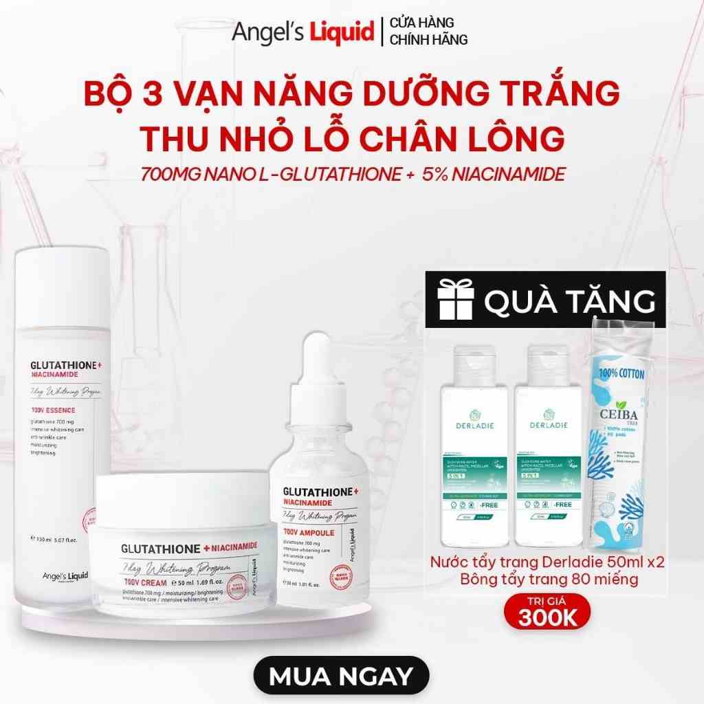 Bộ 3 sản phẩm Nước thần, Serum, Kem Dưỡng Trắng, Se Khít Lỗ Chân Lông Angels Liquid Glutathione Plus Niacinamide