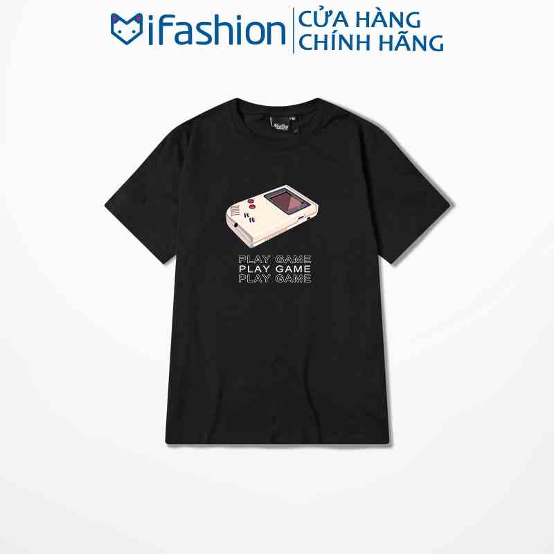 Áo thun tay lỡ IFASHION 100% cotton dáng unisex form rộng in hình máy chơi game MA016