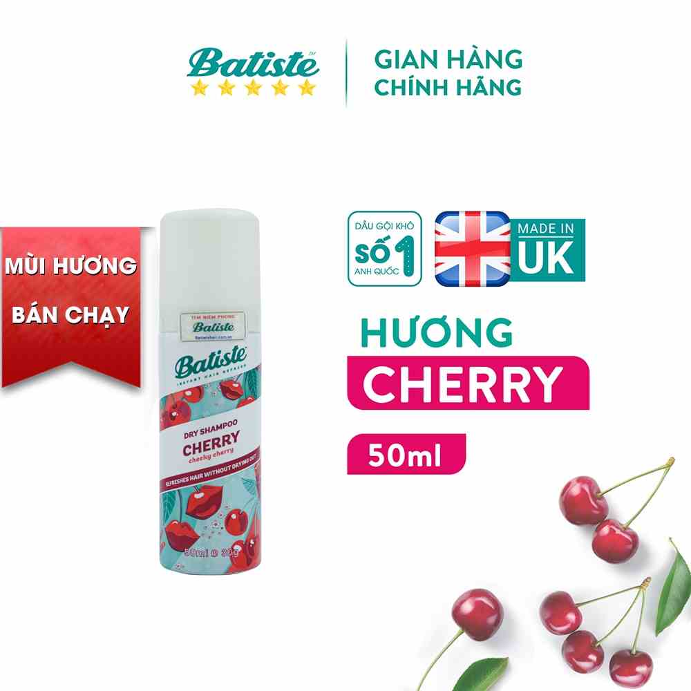 Dầu Gội Khô Hương Anh Đào - Batiste Dry Shampoo Fruity & Cheeky Cherry 50ml