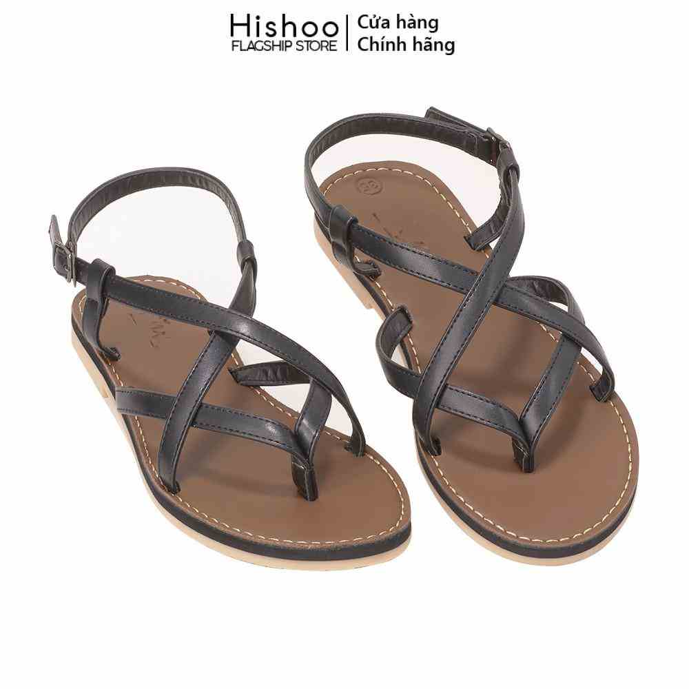 Giày Sandal đi học Nữ Xỏ Ngón Thời Trang biển Quai hậu Đan Chéo Cao Cấp Hishoo Có Bigsize S023