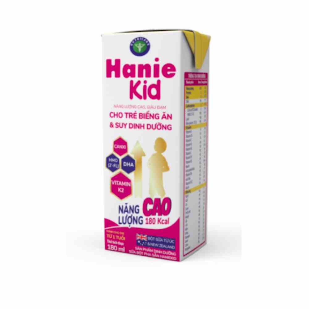 Thùng sữa bột pha sẵn Nutricare Hanie Kid (180ml x 48 hộp) - cho trẻ biếng ăn & suy dinh dưỡng