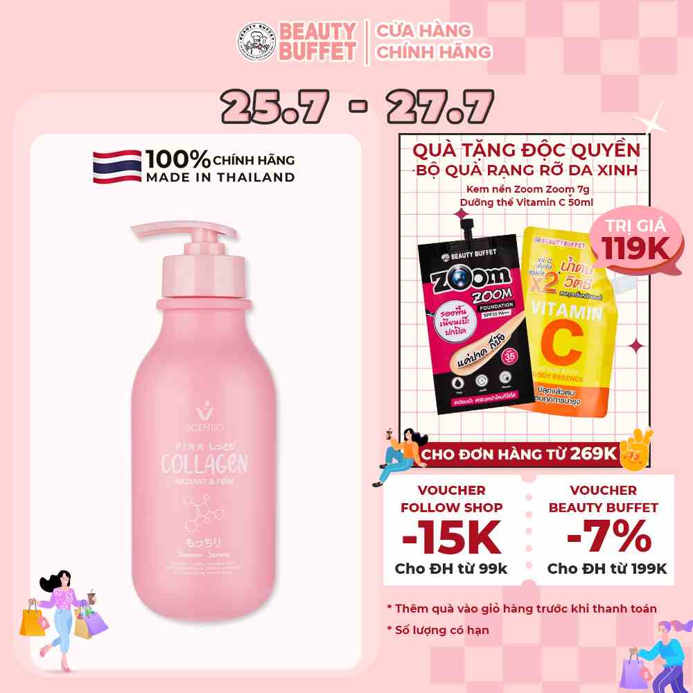 Sữa tắm dưỡng trắng và sáng mịn da Scentio Pink Collagen 350ml