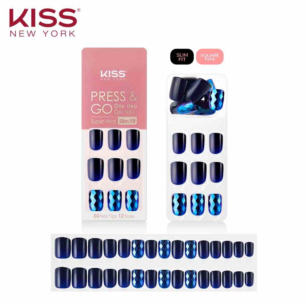 Bộ 30 Móng Tay Gel Tự Dán Press & Go Kiss New York Nail Box - Secret Night (KPNS03K)