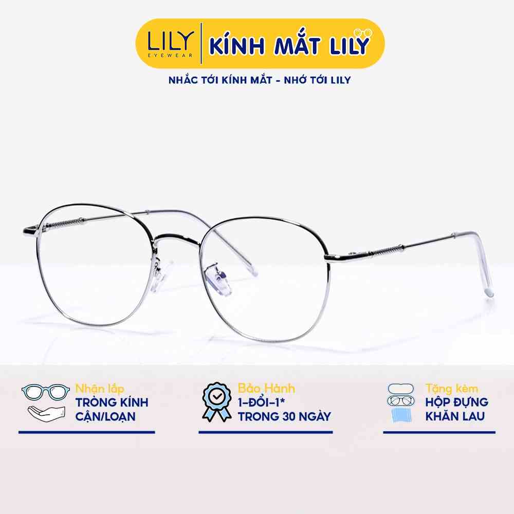 Gọng kính cận nam nữ Lilyeyewear mắt tròn chất liệu kim loại phụ kiện thời trang 2812307