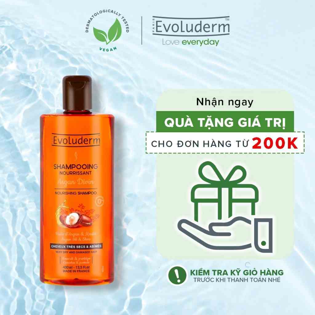 Dầu gội dành cho tóc rất khô và bị hư tổn Evoluderm Shampoing Nourrissant Argan Divin 400ml-17306