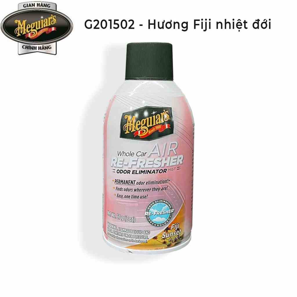 Meguiars Khử mùi diệt khuẩn nội thất Meguiars - Hương Fiji nhiệt đới - Air Refresher Fiji Sunset Scent - G201502, 2 oz