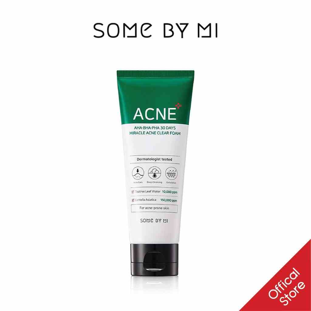 [Mã BMTTC60K giảm đến 60K đơn 50K] Sữa Rửa Mặt Some By Mi AHA.BHA.PHA 30 Days Miracle ACNE Clear Foam 100ml