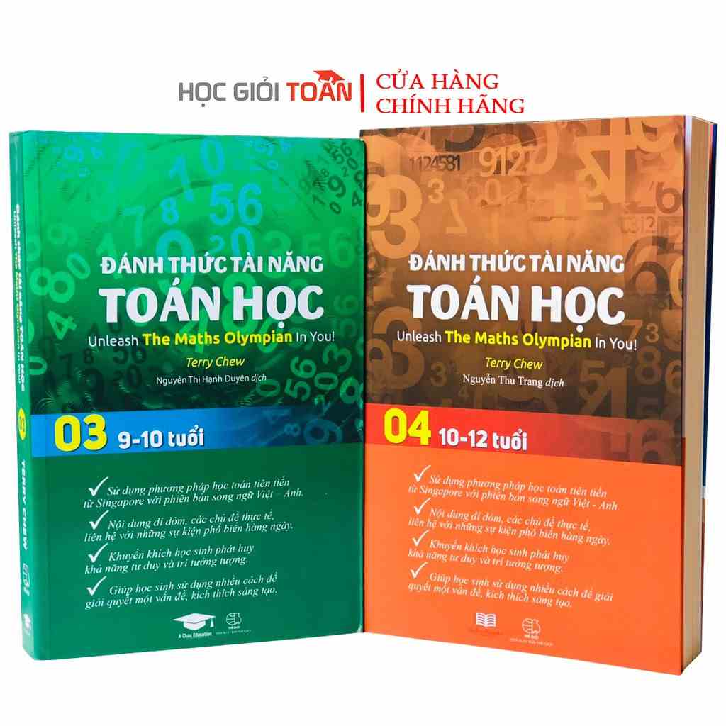 Sách : Đánh thức tài năng toán học 3 và 4 - Combo 2 cuốn Toán song ngữ Singapore ( 9 - 12 tuổi )