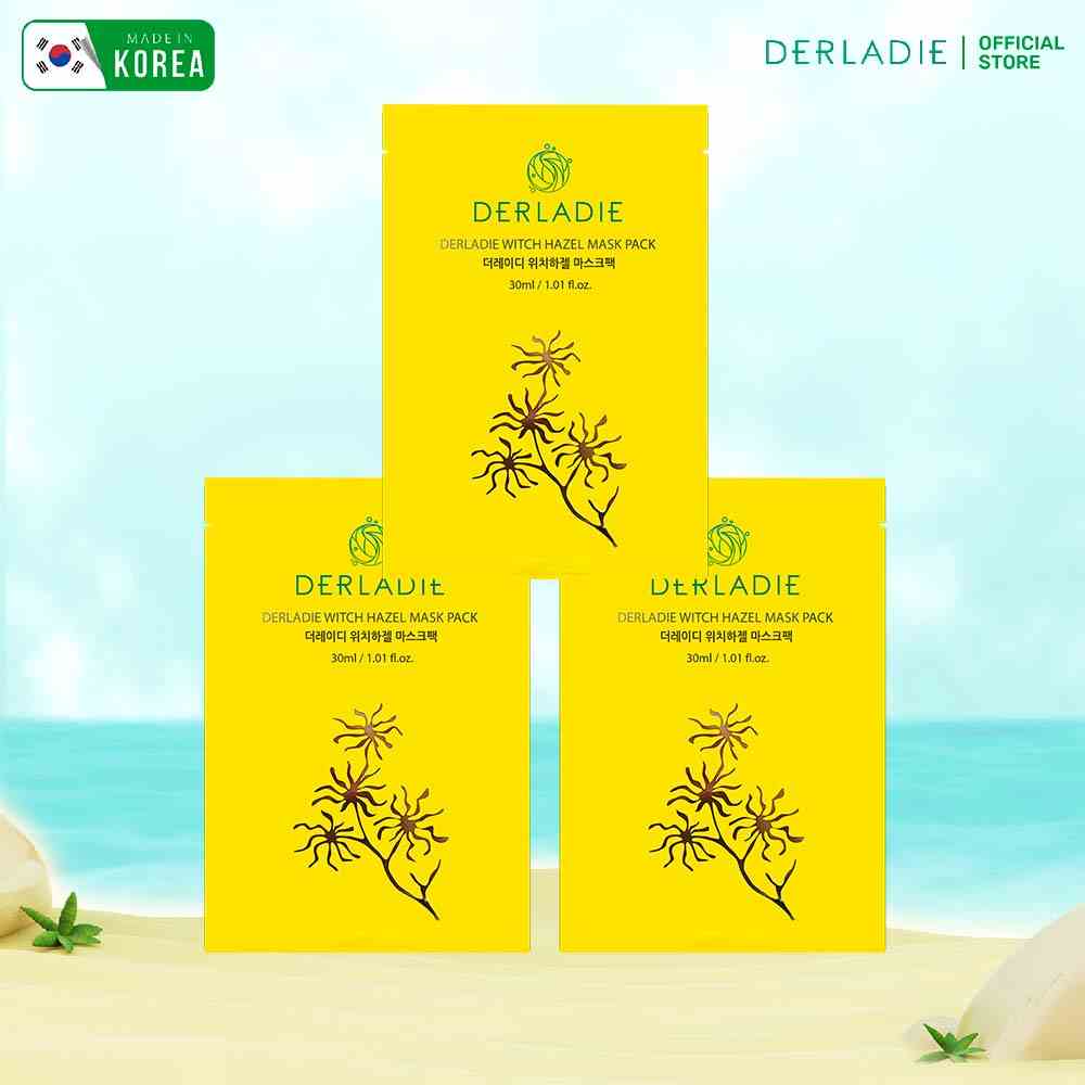 Combo 3 mặt nạ Derladie Witch Hazel Mask Pack giảm mụn, dưỡng sáng da 30ml x3