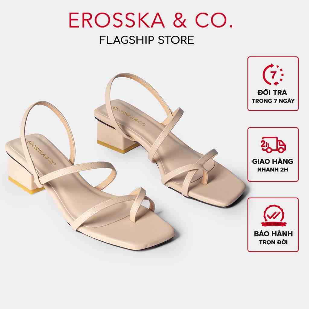 [Mã FA10K28 giảm đến 10k đơn 99k] Sandal nữ xỏ ngón dây mảnh thời trang Erosska cao 5cm màu kem _ EB024