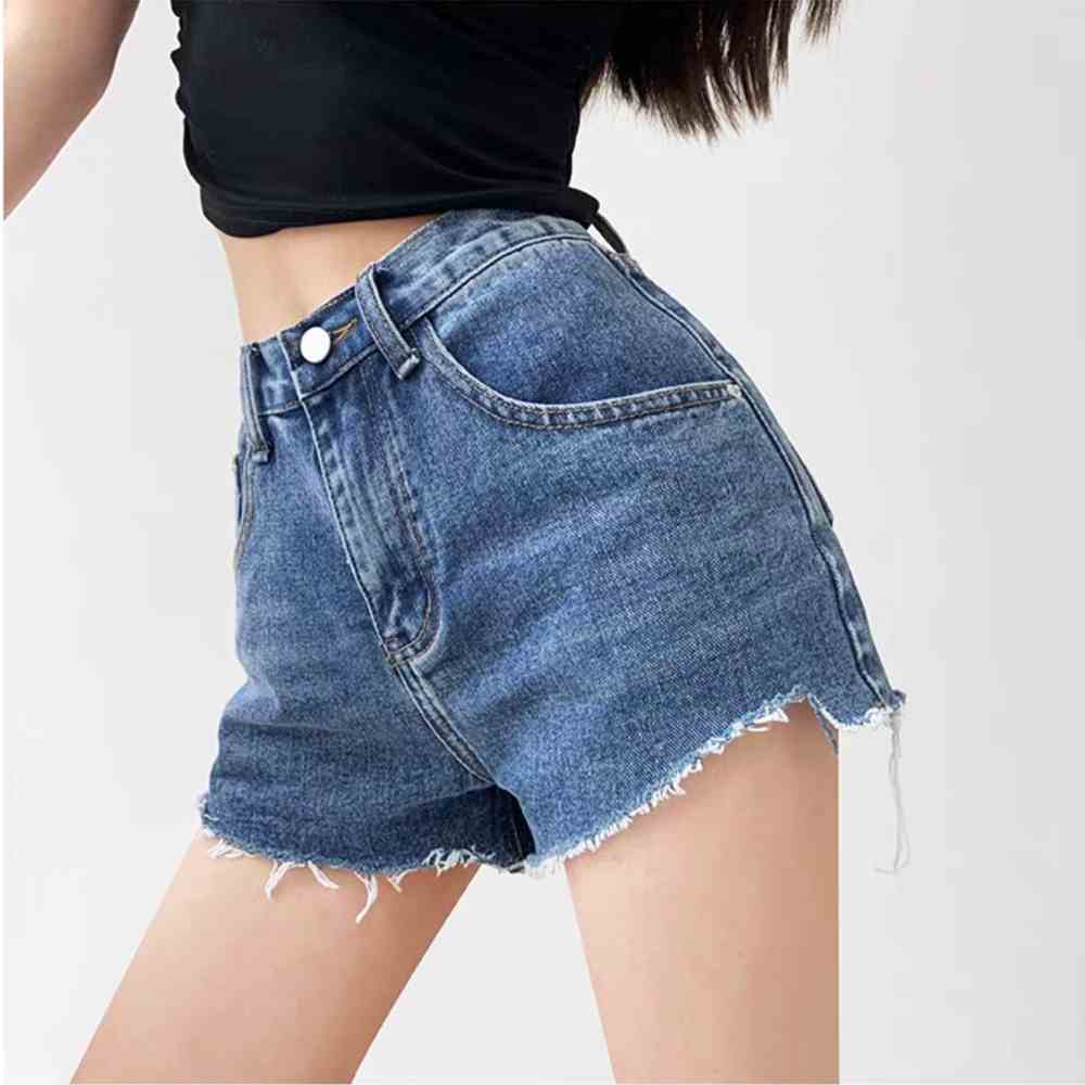 Quần sọc jeans nữ Chollima tua lai trơn QS006 phong cách trẻ trung hàn quốc