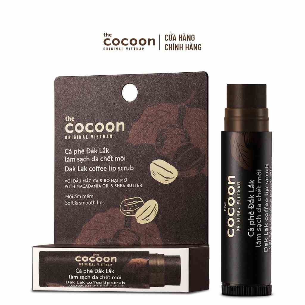 Tẩy da chết môi cà phê Đắk Lắk Cocoon môi ẩm mềm 5g