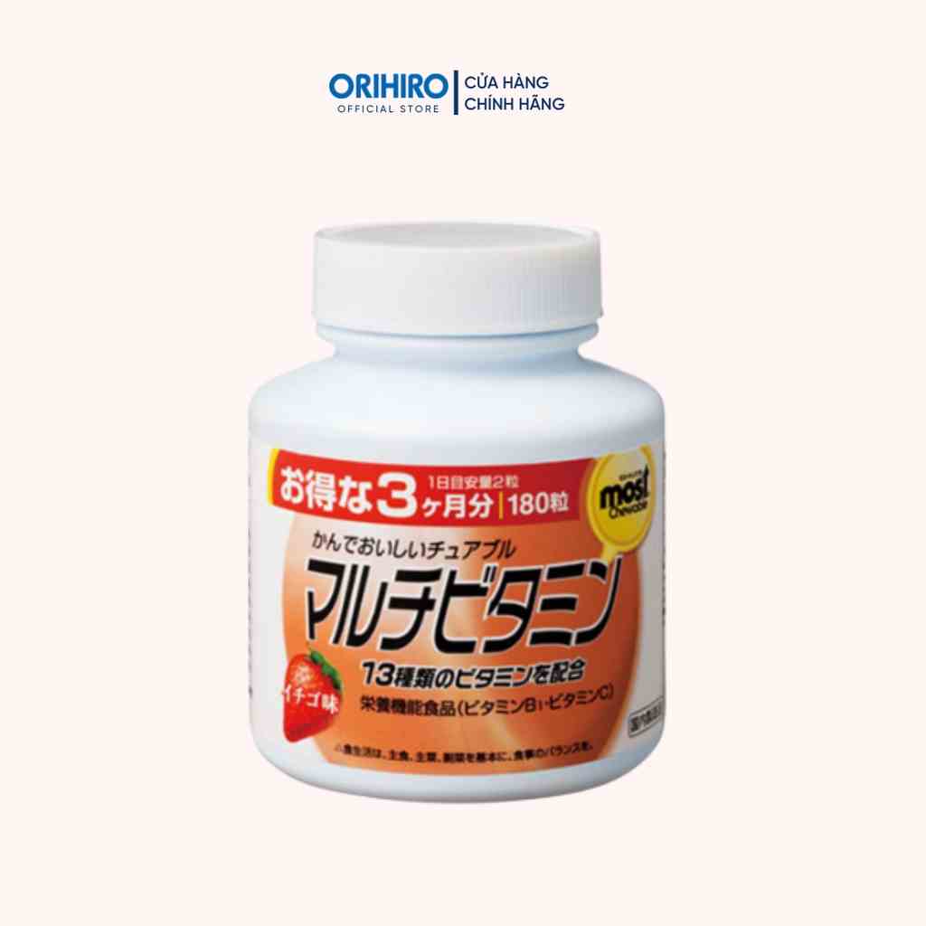 Viên nhai vitamin tổng hợp Orihiro vị dâu lọ 180 viên