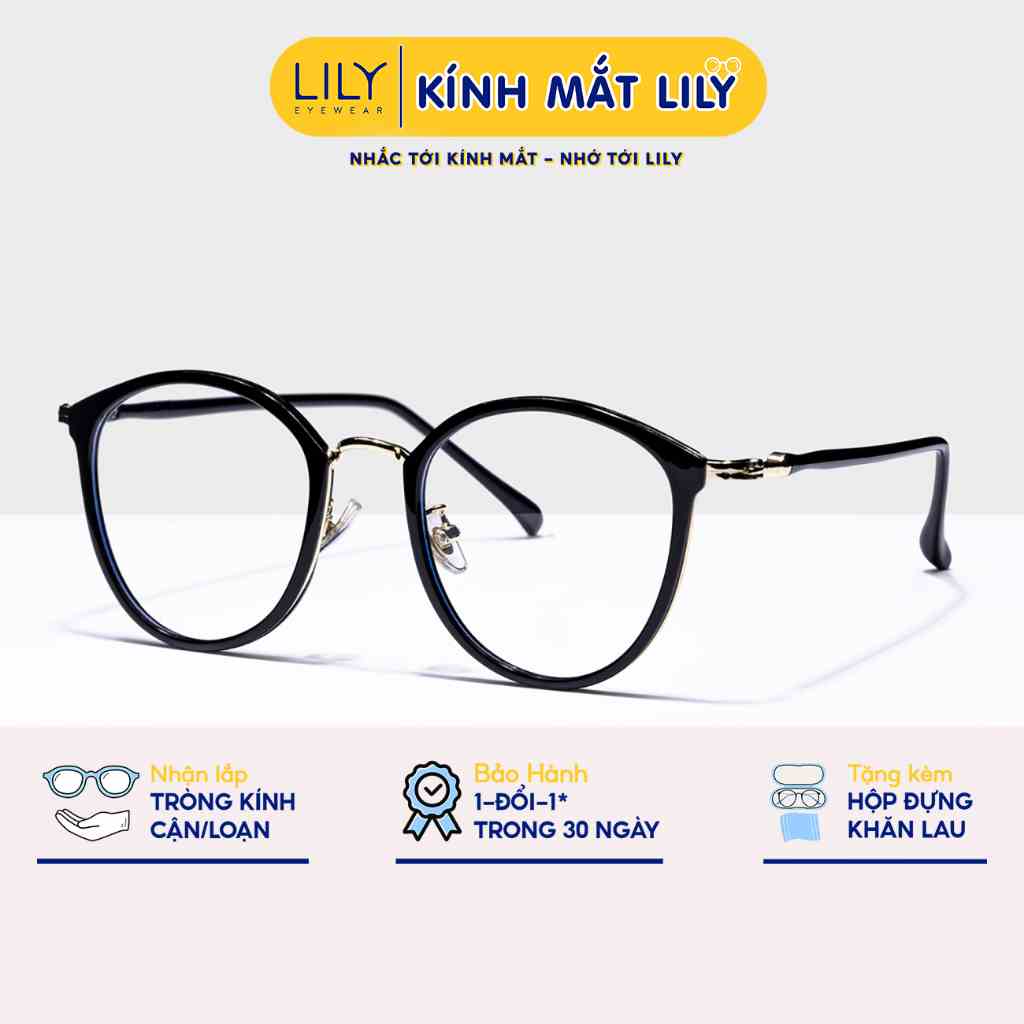 Gọng kính thời trang nam nữ LILYEYEWEAR mắt tròn to chất liệu kim loại không gỉ cứng cáp thiết kế thời trang 2053