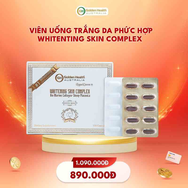 [GOLDEN HEALTH] Viên uống trắng da phức hợp 2in1 - Whitenting Skin Complex hộp 100 viên