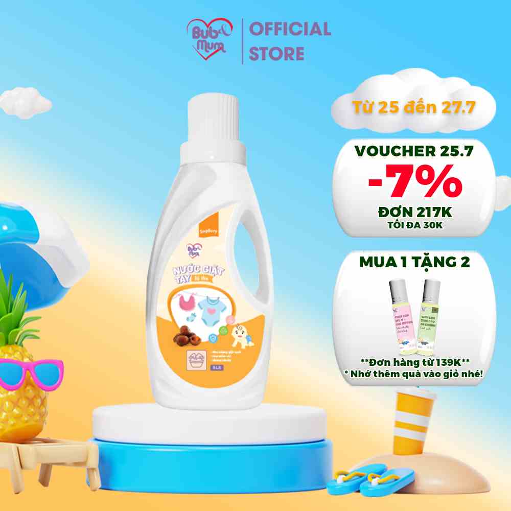 [Mã BMLTB200 giảm đến 100K đơn 499K] Nước giặt tay cho bé chiết xuất 1000ml Bồ hòn BuB&MuM