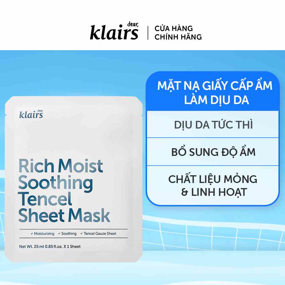 Mặt nạ giấy Dear Klairs Rich Moist Soothing Tencel Sheet Mask 25 ml