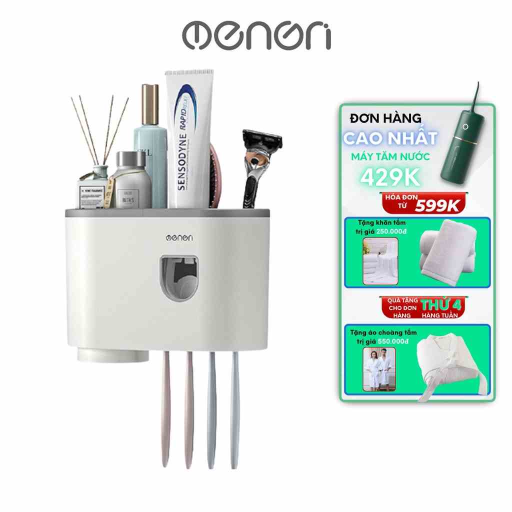 Bộ nhả kem đánh răng tự động OENON- (Bộ 1,2,3 cốc) Đồ dùng phòng tắm, kệ đựng bàn chải đánh răng dán tường