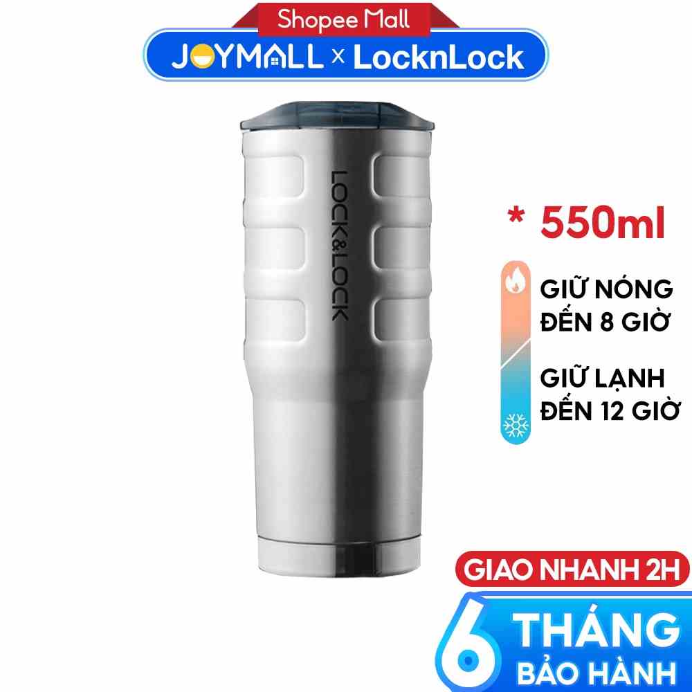 Ly giữ nhiệt Lock&Lock 550ml Bumper Tumbler LHC4139SLV - Hàng chính hãng, thép không gỉ, miệng ly rộng - JoyMall