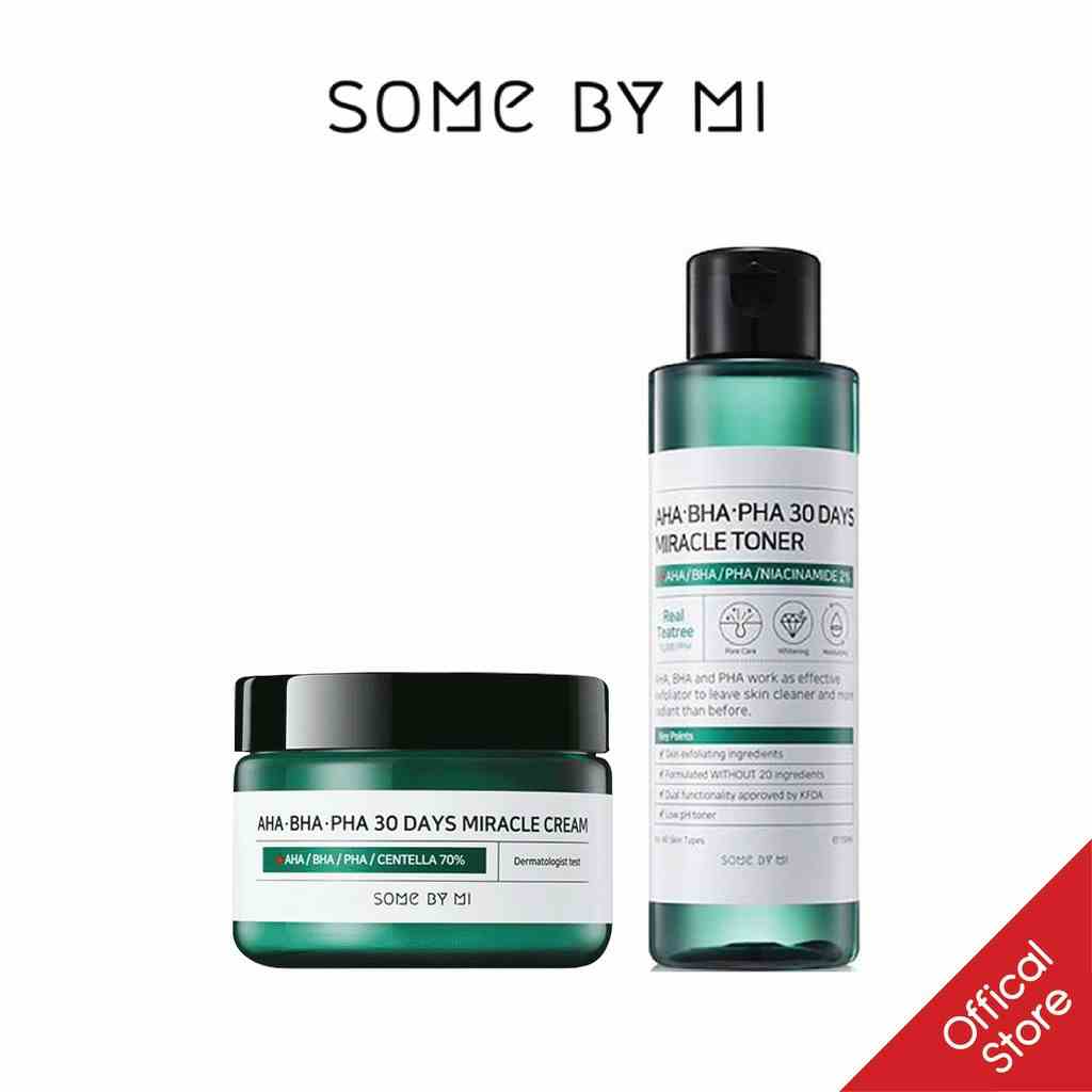 [Mã COSDEP -8% ĐH250k]Bộ 2 Sản Phẩm Some By Mi AHA-BHA-PHA 30Days Miracle Nước hoa hồng 150ml/chai&Kem dưỡng 50ml/hộp