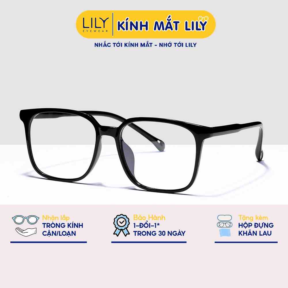 Gọng kính mắt nam nữ Lilyeyewear chất liệu nhựa dẻo mắt vuông to đi đường chống bụi 22317