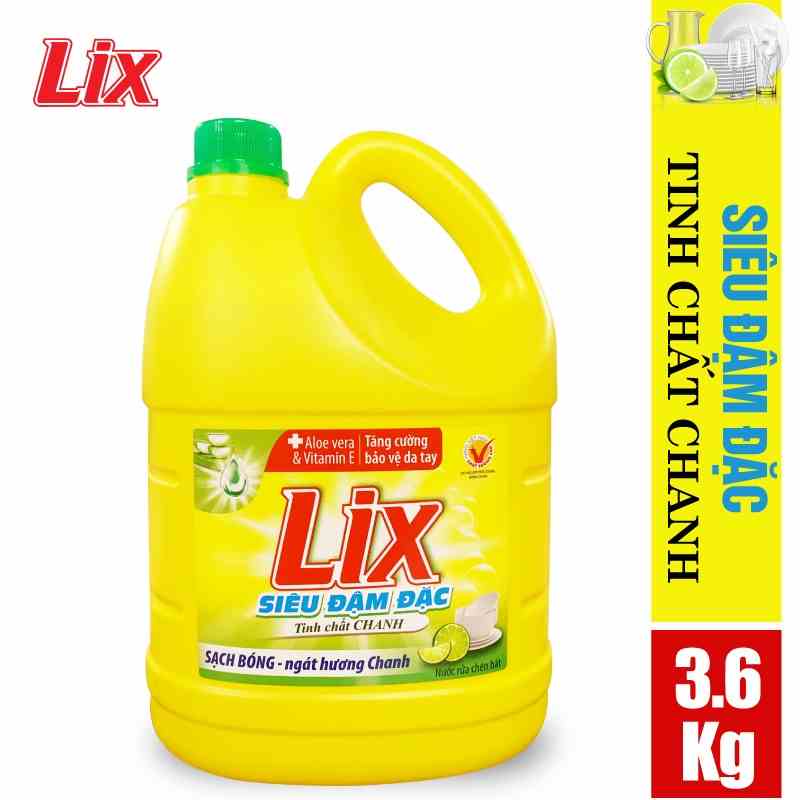 [Mã BMLTA35 giảm đến 35K đơn 99K] Nước rửa chén LIX siêu đậm đặc hương chanh 3.6kg NC360